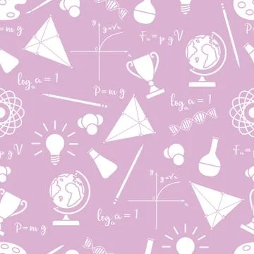 Scientific, educational vector seamless pattern. Stock Illustration
