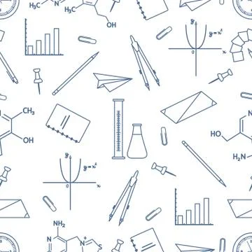 Scientific, educational vector seamless pattern. Stock Illustration