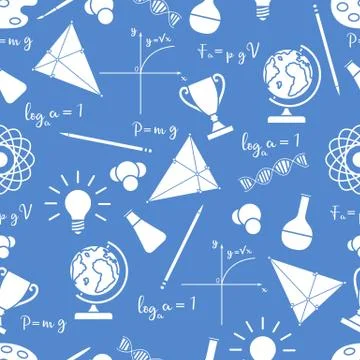 Scientific, educational vector seamless pattern. Illustrazione stock