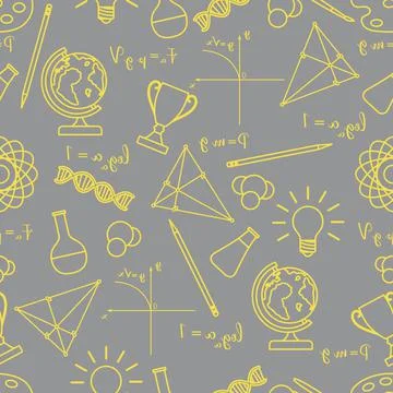 Scientific, educational vector seamless pattern. 스톡 일러스트