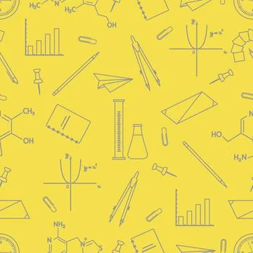 Scientific, educational vector seamless pattern. Illustrazione stock
