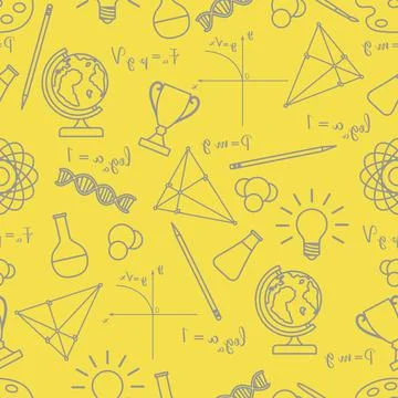 Scientific, educational vector seamless pattern. Stock Illustration