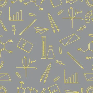 Scientific, educational vector seamless pattern. Illustrazione stock