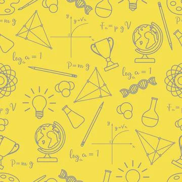 Scientific, educational vector seamless pattern. Stock Illustration