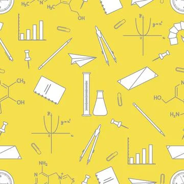 Scientific, educational vector seamless pattern. Illustrazione stock