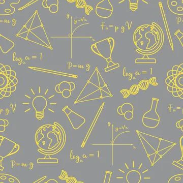 Scientific, educational vector seamless pattern. Illustrazione stock