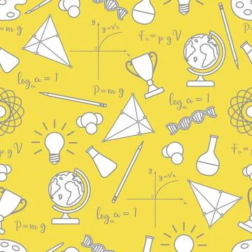 Scientific, educational vector seamless pattern. Illustrazione stock