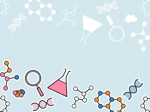 Scientific elements flat colorful background Stock Illustration