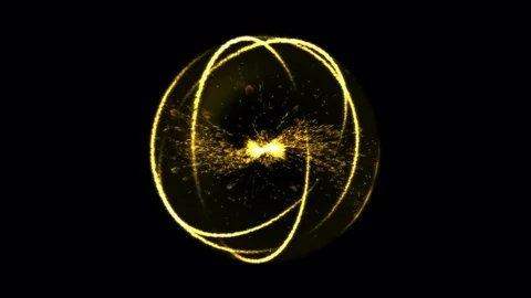 Scientific Energy Sphere Animation - Loop Golden Stock Footage 78281224