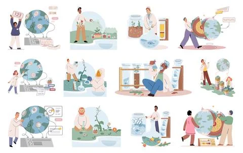 Scientific experiment. Analysis studies and experiments provides valuable Illustrazione stock