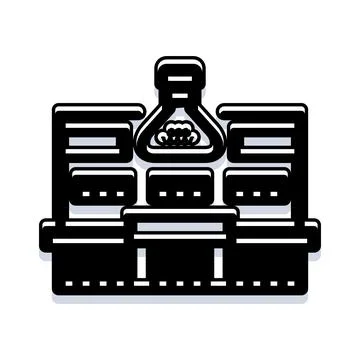 Scientific experiment with bubbling flask in laboratory setting Stock Illustration
