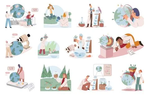 Scientific experiment. The occupation researcher involves conducting system.. Stock Illustration