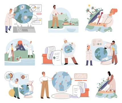 Scientific experiment. Research is systematic process inquiry and investigation Illustrazione stock