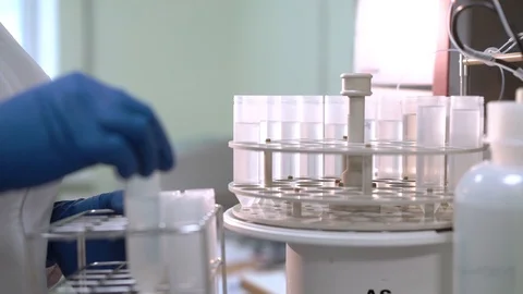 Scientific experiments with liquid for ecology and science Stock Footage 115101580