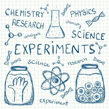 Scientific experiments on squared paper Stock Illustration