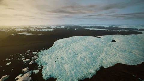 Scientific exploration capturing ice features and data collection points Stock Footage 327183178