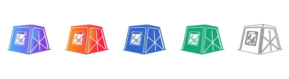 Scientific Field Tent Module Vector Set Stock Illustration
