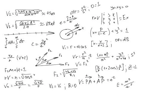 Scientific formulas and mathematical expressions. Stock Illustration