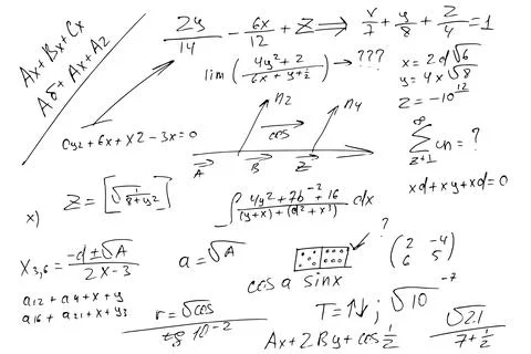Scientific formulas and mathematical expressions. Stock Illustration