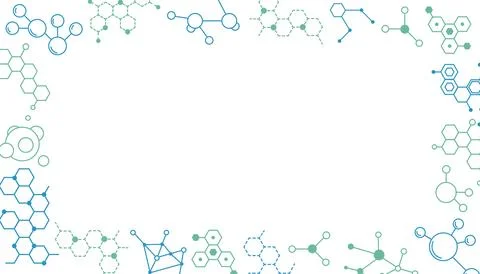 Scientific frame with molecules and connections forming elegant border on whi Stock Illustration
