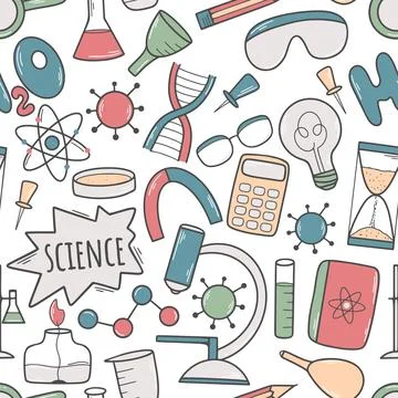 Scientific hand drawn seamless pattern Stock Illustration