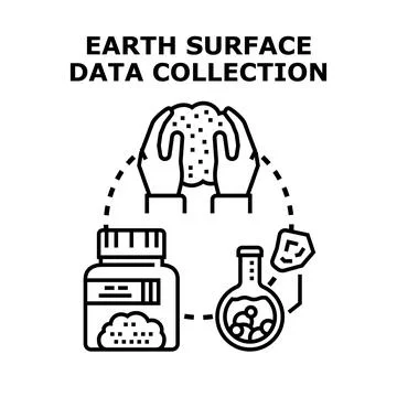 Scientific hands collecting earth surface soil data Иллюстрация