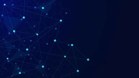 Scientific hexagon pattern with dots and lines connection. 库存插图