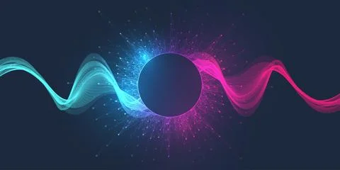 Scientific illustration quantum computer technology. Plexus fiction effect. Deep Illustrazione stock