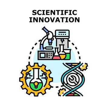 Scientific innovation concept with research, engineering, and biotechnology Stock Illustration