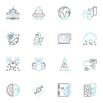 Scientific inquiry linear icons set. Investigation, Experimentation, Hypothesis Stock Illustration