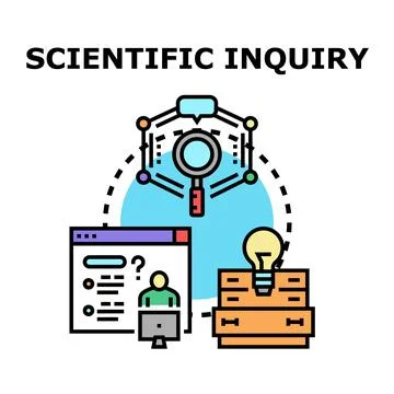 Scientific inquiry process discovering new knowledge concept Illustrazione stock
