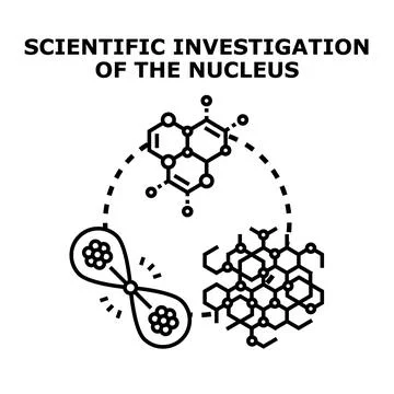 Scientific investigation of cell nucleus structures and organic molecules Stock Illustration