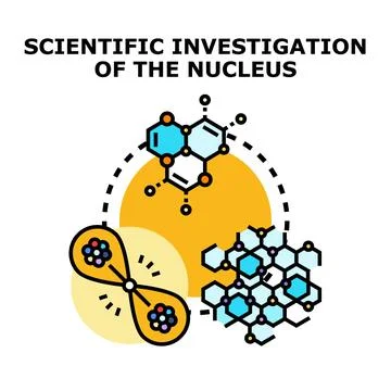 Scientific investigation of cell nucleus structures and organic molecules Stock Illustration