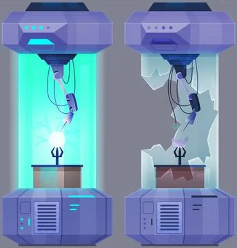 Scientific lab. Study of technology in machinery equipment before and after 스톡 일러스트