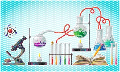 Scientific laboratory element on abstract wave background Stock Illustration