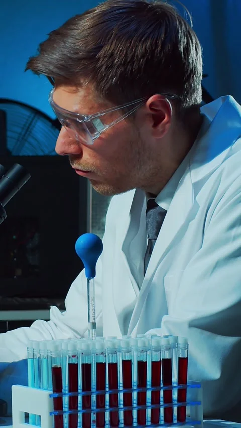 Scientific laboratory filled with various research equipment. Scientists are Stock Footage 304525634