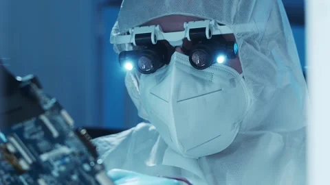 Scientific laboratory filled with various research equipment. Scientists are Stock Footage 308942371