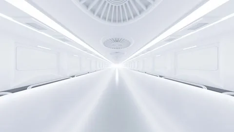 Scientific laboratory or Sci-Fi corridor white color. Video stock 256140297