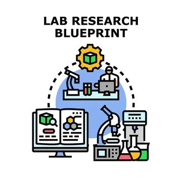 Scientific laboratory research and development blueprint process Stock Illustration