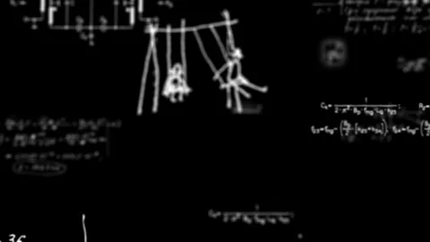 Scientific math problems flying at screen with astrology video Stock Footage 307794801