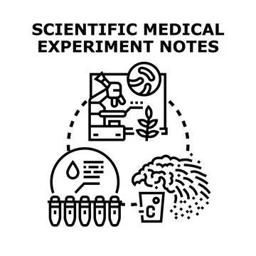 Scientific medical experiment notes and research concepts Stock Illustration