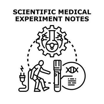 Scientific medical experiment notes data research illustration Illustrazione stock
