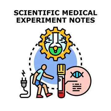 Scientific medical experiment notes data research illustration Stock Illustration