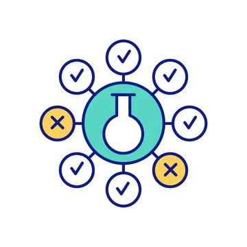 Scientific method and hypothesis testing RGB color icon Stock Illustration