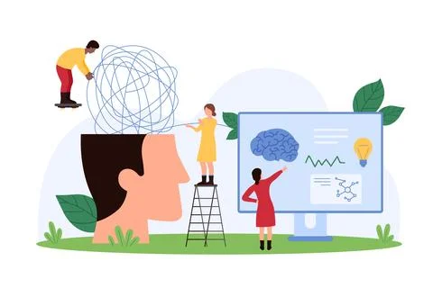 Scientific methods of brain research, analysis of behavior and perception by Stock Illustration
