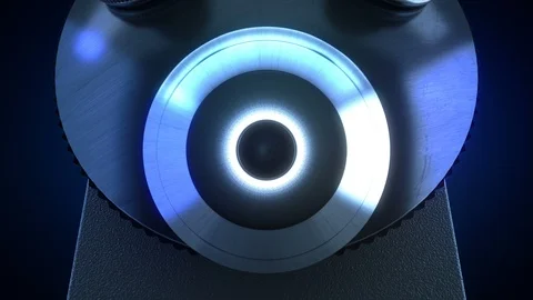 Scientific microscope in dark laboratory room taking digital shots Stock Footage 115131159