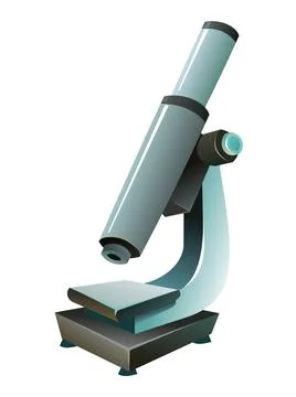 Scientific microscope. Enlargement equipment. Study and production of mineral Stock Illustration
