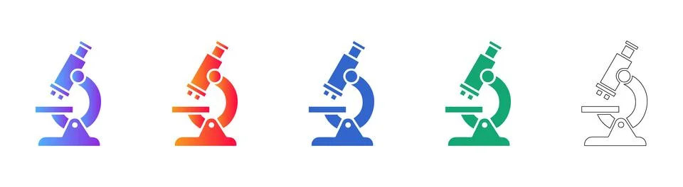 Scientific Microscope Icon Collection Stock Illustration