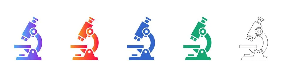 Scientific Microscope Icon Set Stock Illustration