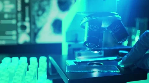 Scientific Microscope Lab Research Closeup Stock Footage 291274072
